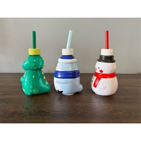 Target Bullseye Playground Christmas winter cups with straws Dino snowman pengui - Picture 6 of 7